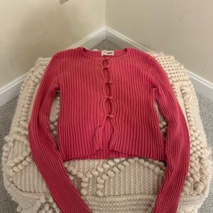 Urban Outfitters Pink Ribbed Cardigan